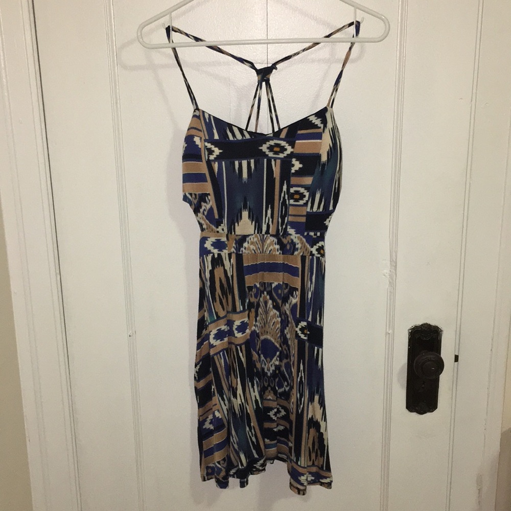 Blue and tan dress